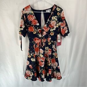Emerald Sundae - Women's Dress - XS - Mini - Roses - Floral - Blue Red - NWT
